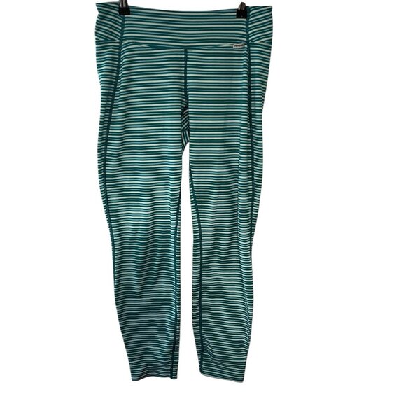 Patagonia Capilene 3 Polartec Base Layer Jogger Green White Stripe Size Medium - Picture 1 of 9